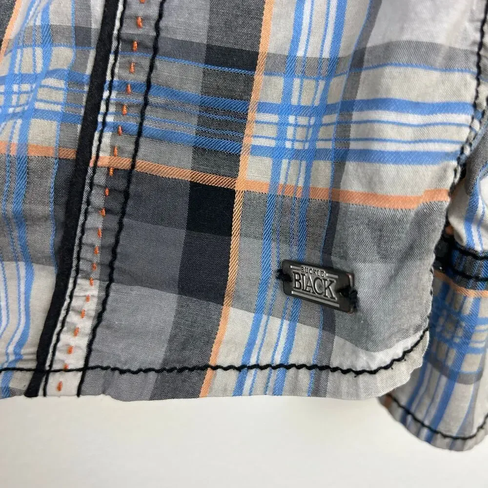 Buckle Black Mens Snap Front‎ Shirt Size Large Long Sleeve Plaid Western Flaw